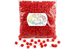 Caydo 1 cm Mini Red Pom Poms for Creative Crafts