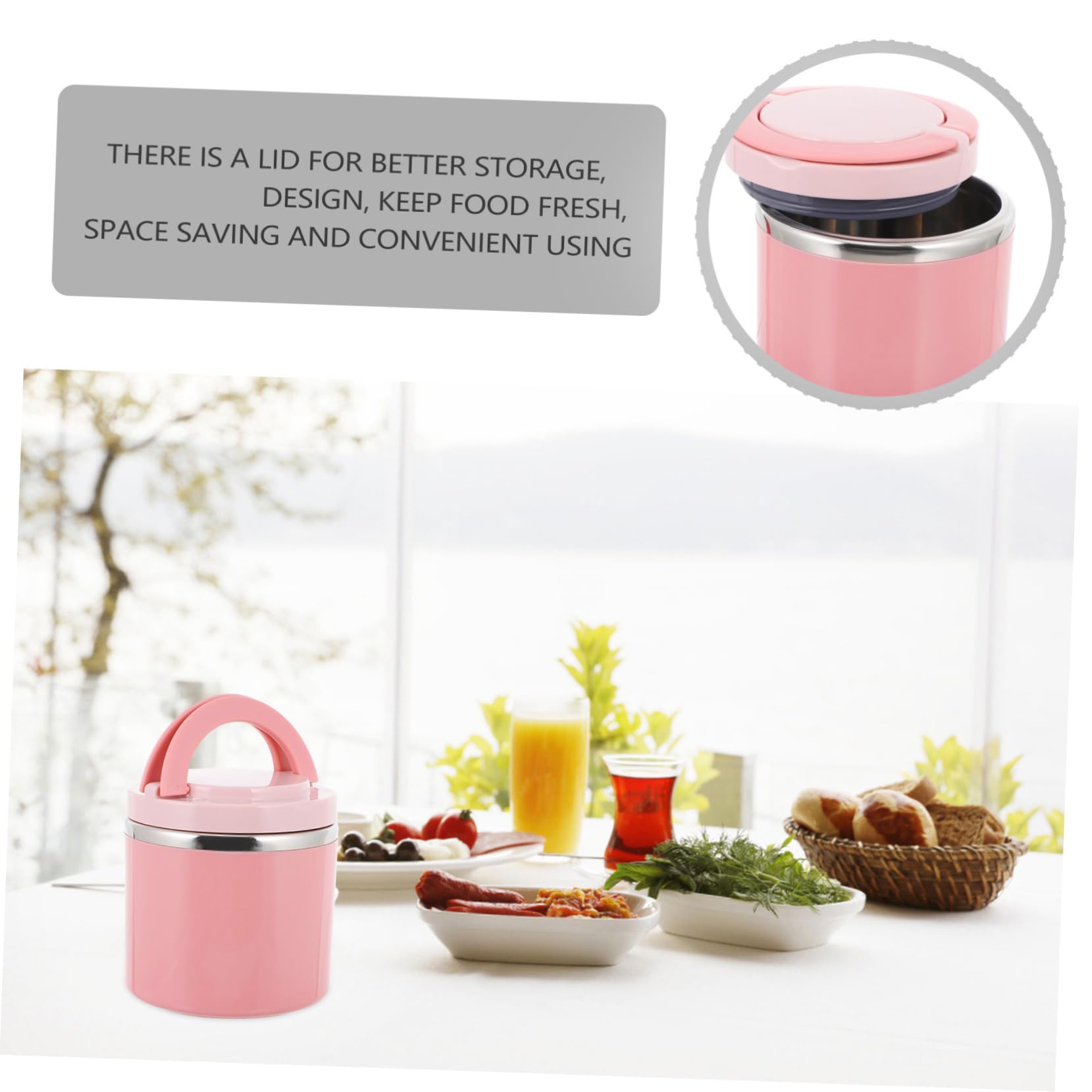 Contenitore Termico per Alimenti 1000ml, Acciaio Inox Rosa