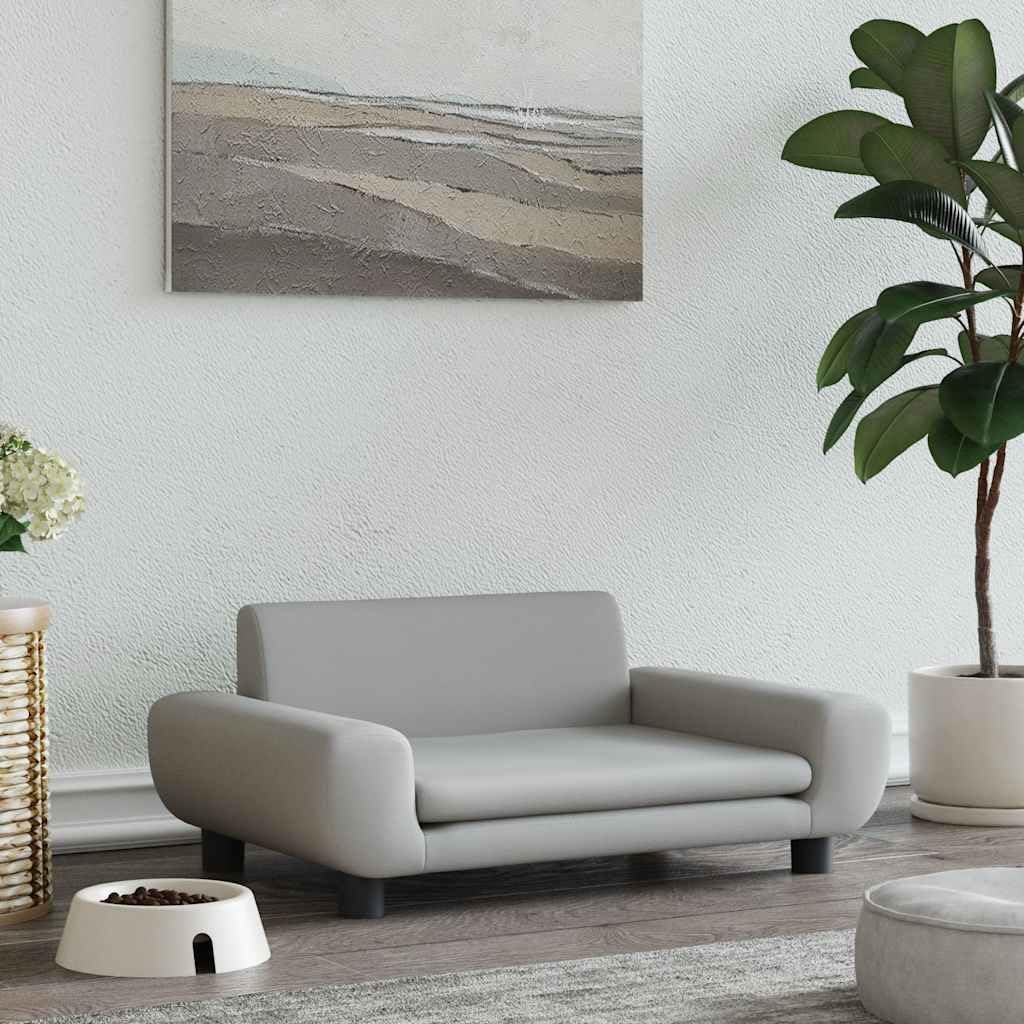 Cuccia per cani in velluto grigio chiaro, 70 x 45 x 33 cm, con materasso morbido, cestino antiscivolo e rivestimento antigraffio, ideale come posto per dormire per cuccioli, anziani e animali