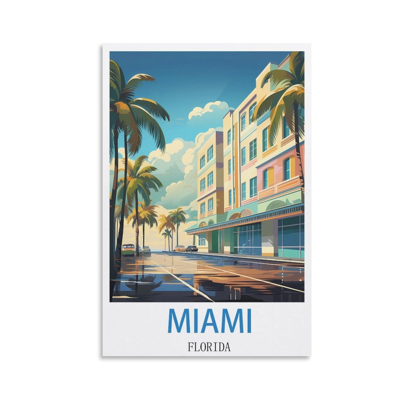Tin Signs Retro Miami Florida Travel Tin Signs Metal Poster Wall Decor Office Cafe Bathroom Badroom 15x30cm