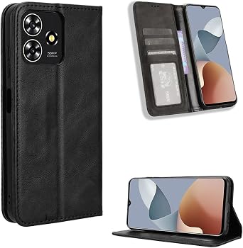 Compatible with ZTE Blade V50 Design 4G Leather Case,Compatible with ZTE Blade A73 4G,Flip Leather Wallet Cover Compatible with ZTE Axon 50 Lite 8050 / Blade V50 Smart 4G Case Black