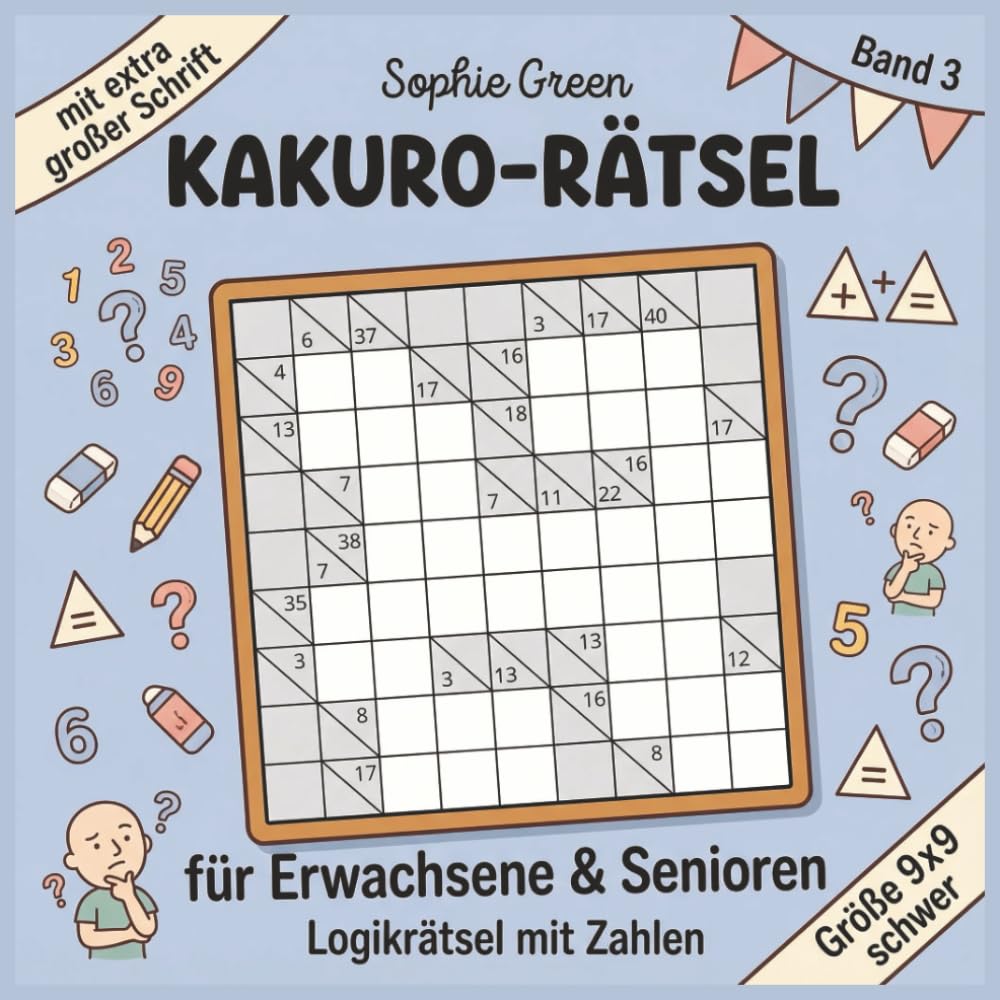 Kakuro Rätsel - für Erwachsene und Senioren | Logikrätsel mit Zahlen | Rätselbuch mit extra großer Schrift | Größe 9x9 schwer | Geschenkidee | Band 3 (Deine große Rätselstube)