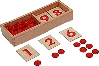 Adena Montessori Cards & Counters Wooden Math Counting Toys - Hands-On Number Learning Game for Kids 3+