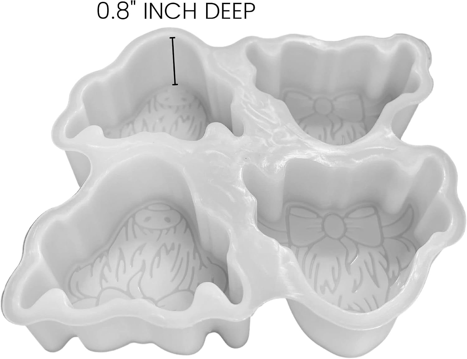 4 Highland Cow Freshie Silicone Tray Mold | Vent Clip Size 4.5" Wide x 4" Long x 0.8" Deep | Vent Clip Furry Hairy Size Design for Freshie, Soap, Resin, Candles Heat Resistant Oven Scented Aroma Beads