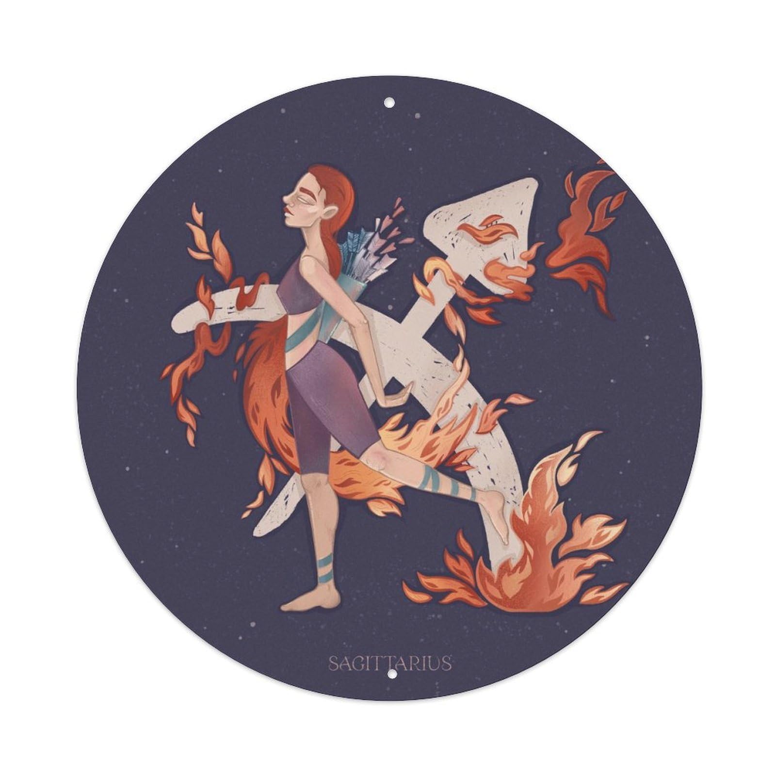 Twelve Zodiac Signs Beauty Poster Sagittarius Constellations Vintage Metal Tin Sign Plaque Wall Decor for Cafe, Club, Garden Round Metal Poster 8x8Inch