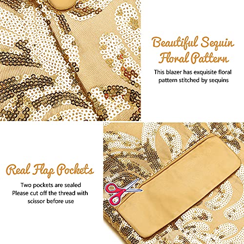 Coofandy Mens Sequins Blazers Gold Tuxedo Shawl Suit Blazer Prom Blazers Fashion Suit Jacket Gold S #TOP4