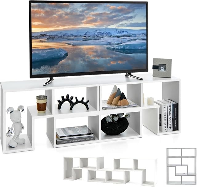 Multigot TV Cabinet for TV up to 65, 3 PCS Console Television Entertainment Center, Free Combination TV Stand Unit for Living Room Bedroom (White)
