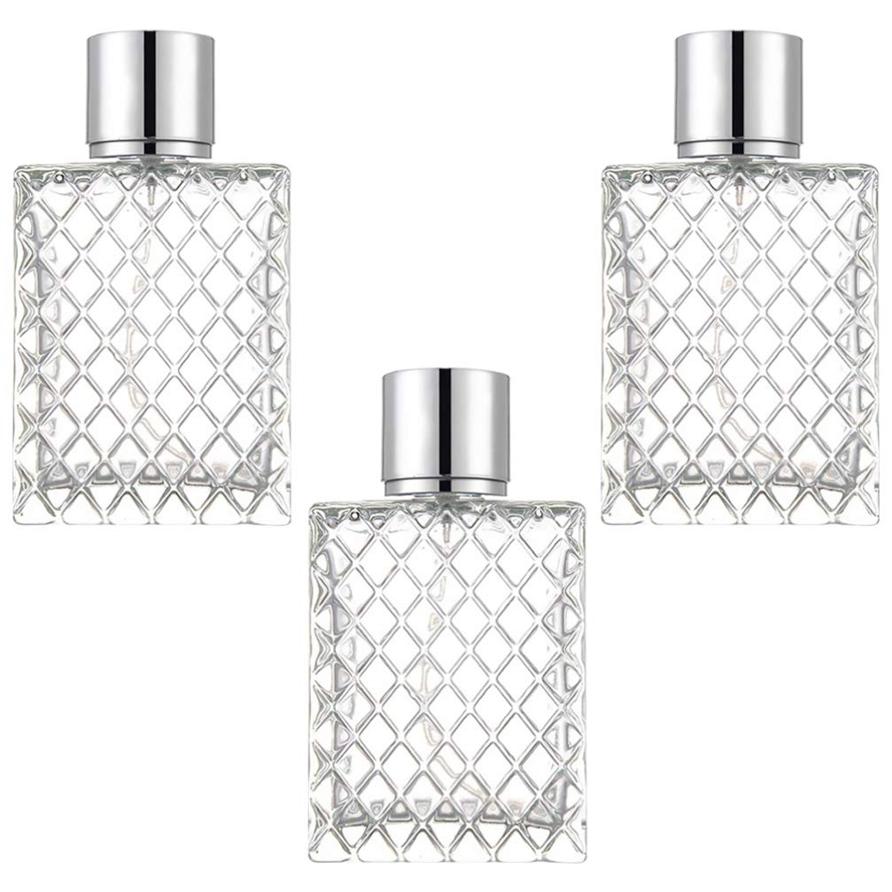 Lurrose Lot de 3 flacons de parfum carrés vides en verre 100 ml