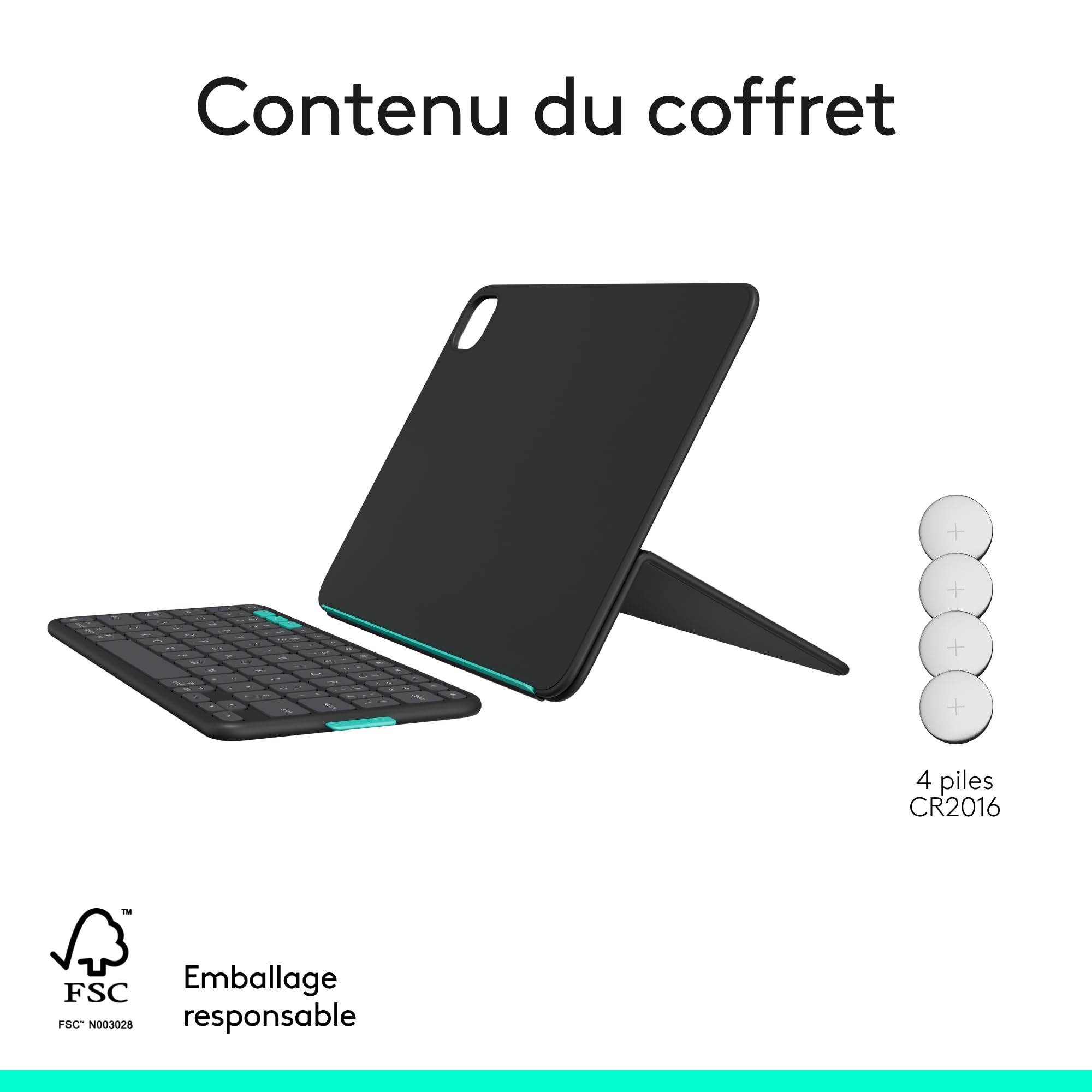 Image secondaire de Logitech Flip Folio - Étui Clavier Bluetooth pour iPad Pro et Air 11 pouces - Graphite