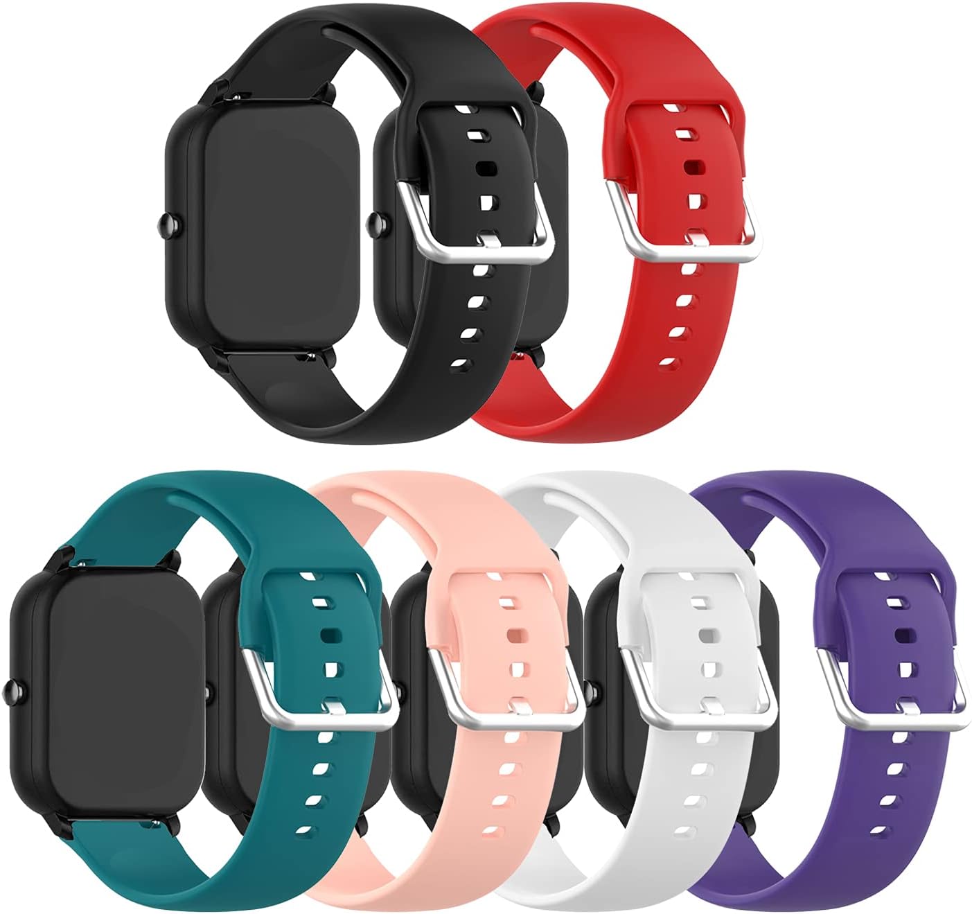 Bands Compatible for Hamile GT01/Dirrelo GT01/LETSCOM GT01/AGPTEK LW11 Replacement Watch Strap Accessory Colourful Silicone Bracelet Quick Release Wristbands for GT01 Smartwatch, Soft and Durable