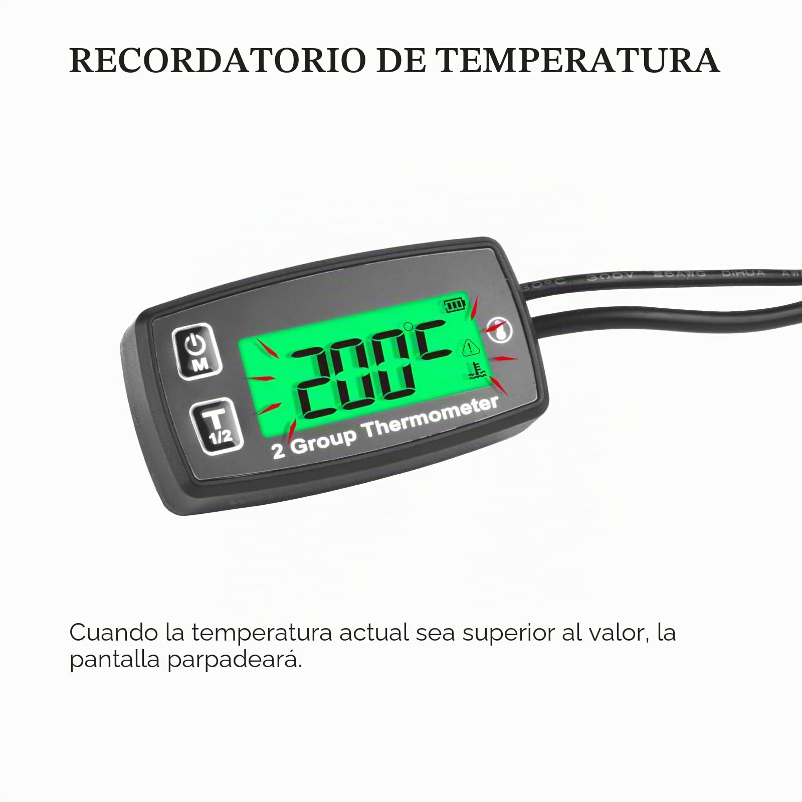 Termómetro de Motor LCD Digital Dual Indicador de Temperatura Termómetro de Motocicleta Alerta de Temperatura para Camión Volquete Scooter Motor ATV Fuera de Borda Motor de Moto