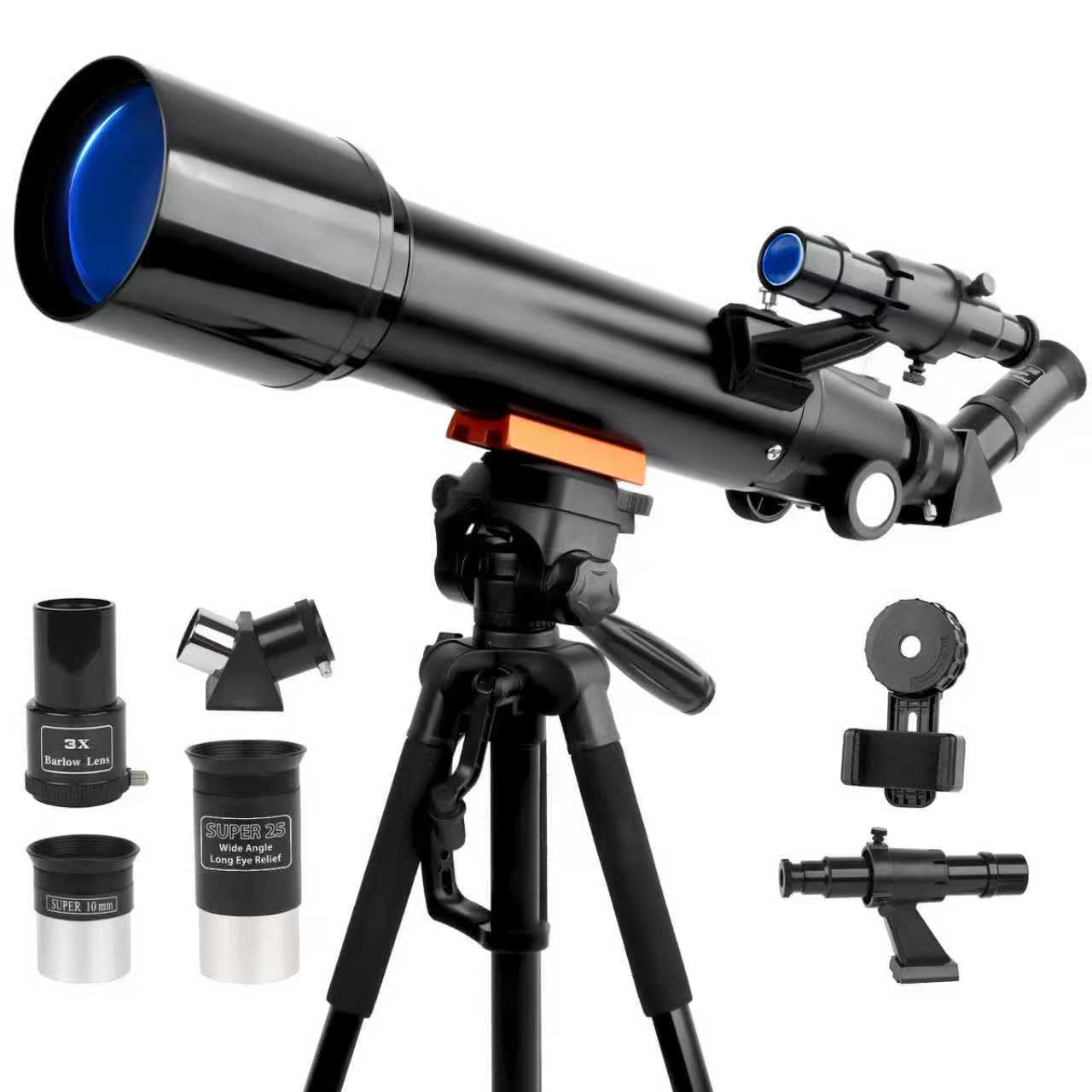 Telescope, 70mm Aperture Portable Refractor Telescopes for Astronomy Beginners, 500mm Professional Travel Telescope with Carry Bag, Black