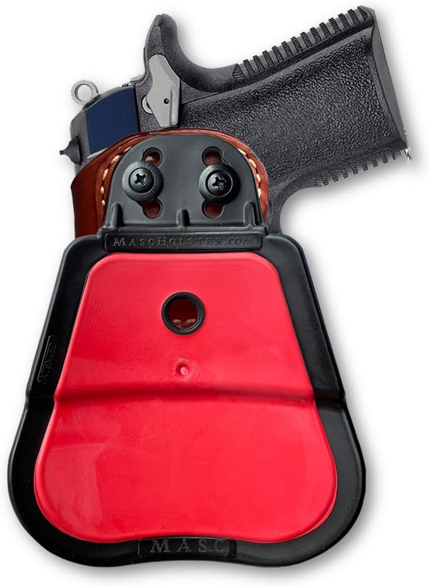 Masc Premium Leather OWB Paddle Holster Fits Mustang XSP 380 ACP 2.75-inch, Square Trigger Guard, Right Hand Draw, Brown Color #1355#