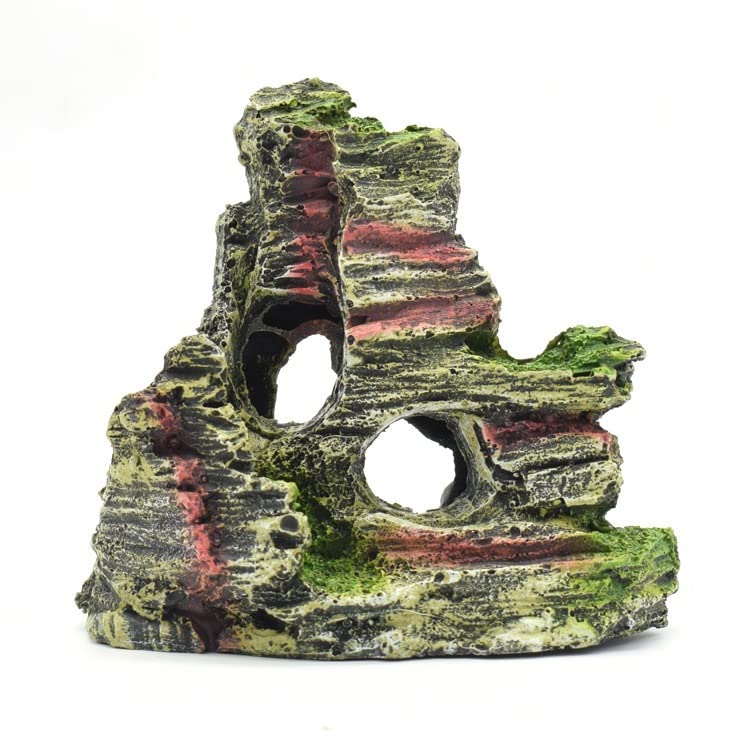 Adorno para acuario con vista a la montaña, cueva de roca, árbol de piedra, decoración de pecera, accesorios para acuario