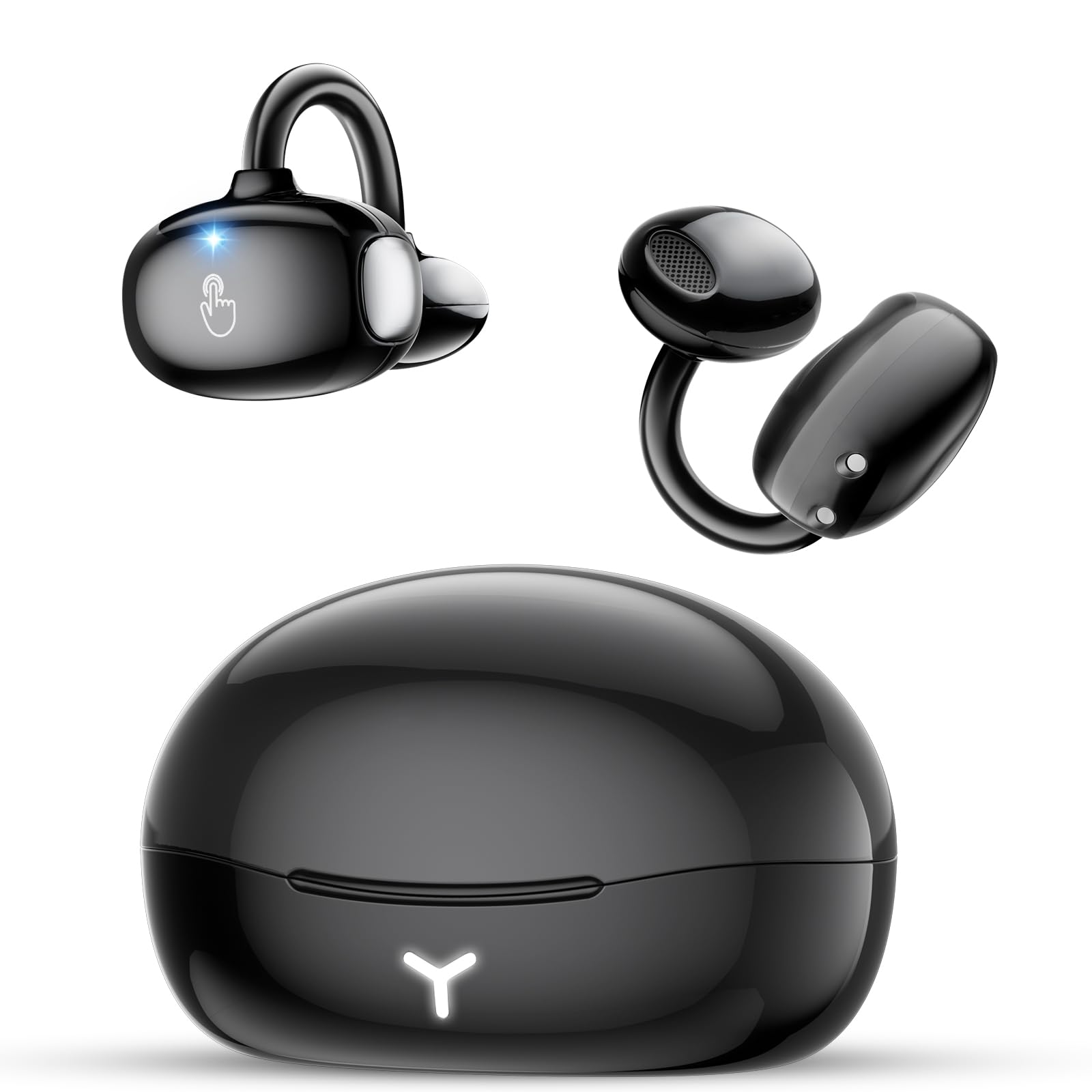 Mkilp Bejia Clip on Earbuds Wireless, Lightweight Open Ear Earbud with Physical Button, Deep Bass Sound Bluetooth 6.0 Headphone Support Dual-Device,