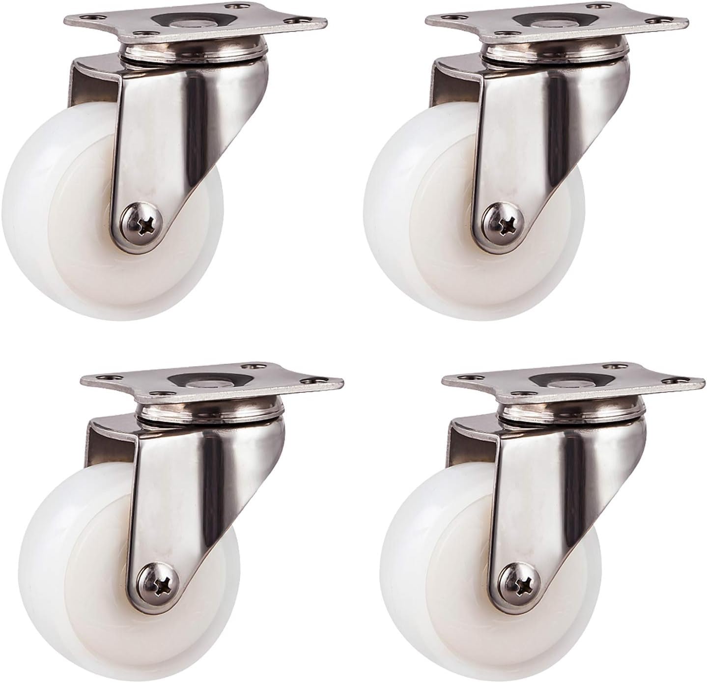 GYRAZXS Universal 50mm Swivel Cs for Small Furniture 360° Quiet Rolling Wheels with Mounting Plate Ideal for Mobile Trolleys and Easy Maneuverability
