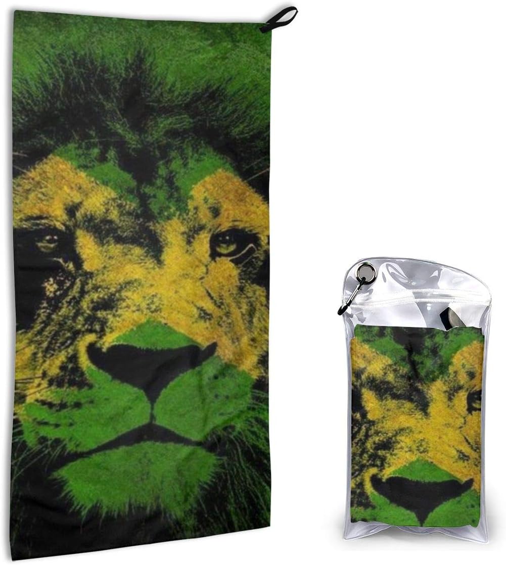 fgjfdjj Jamaican Flag With Lion Quick Dry Microfiber Beach Towel Quick Dry Super Absorbent Lightweight Thin Novelty Beach Towels for Gilrs Kids Teens Adults 15.7'' X 31.5''（40x80cm）