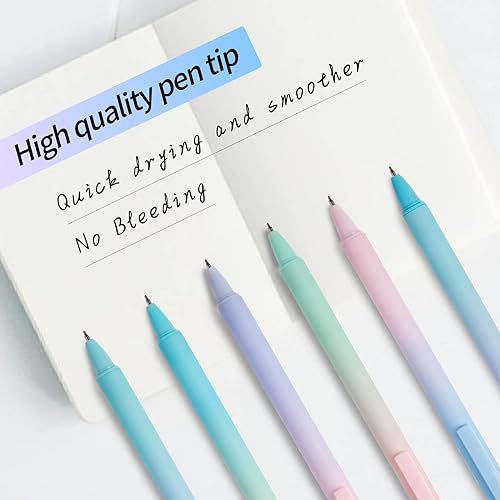 Miniatura 4 de Paquete de 24 bolígrafos de gel retráctiles de tinta negra pastel de 0.020 in de punta fina con escritura suave, agarre cómodo, bolígrafos de gel