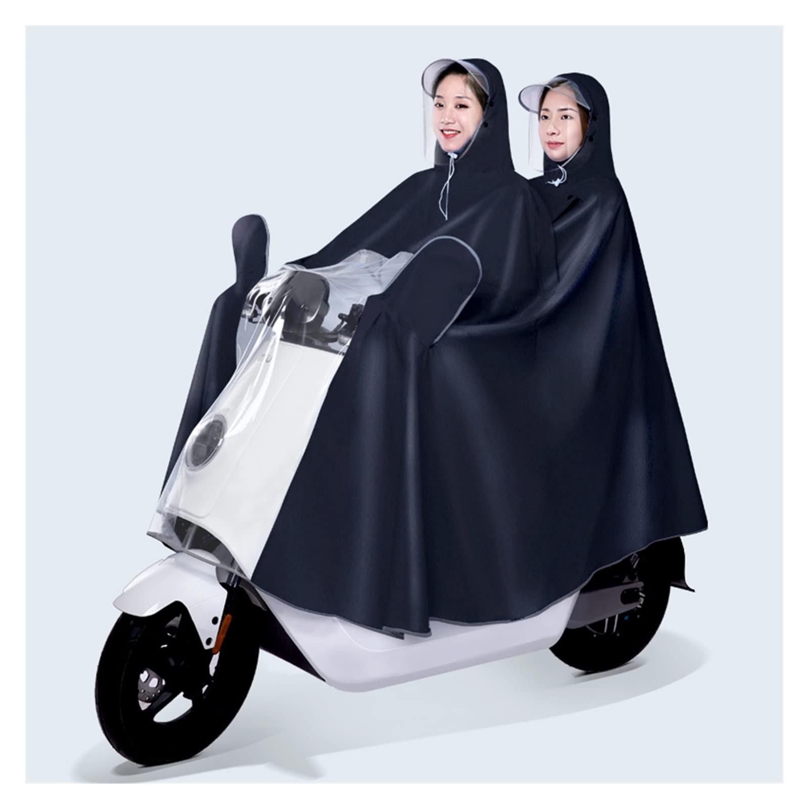 Cycling Rain Poncho Hooded Unisex 4XL Multicolor Single/Double for Bikes E-Bikes Scooters(Black,Double)
