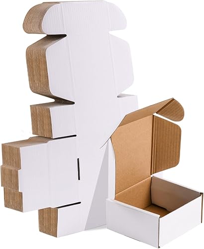 LEDIDO Juego de 25 cajas de envío pequeñas de 4 x 4 x 2 pulgadas, cajas blancas de cartón corrugado, cajas de correo para embalaje de pequeñas