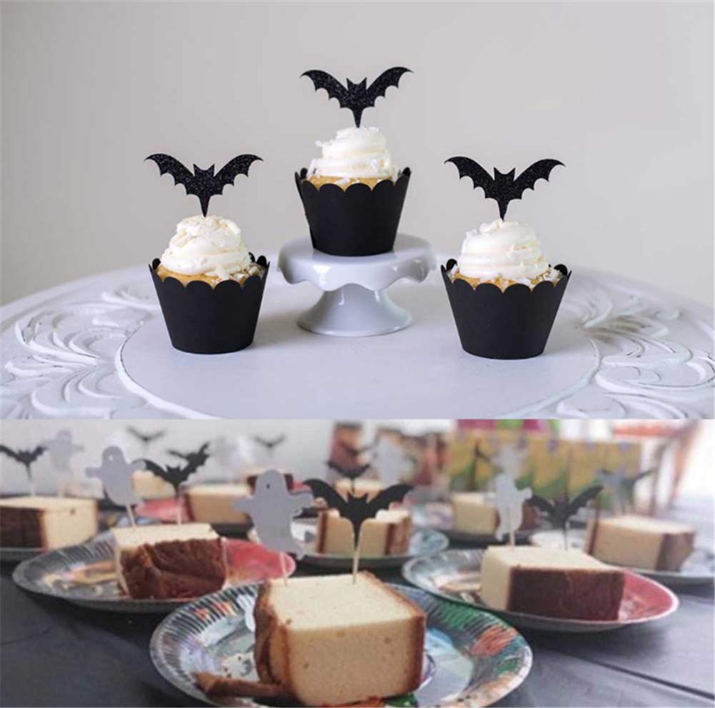 Decorazioni per cupcake a forma di pipistrello in pasta