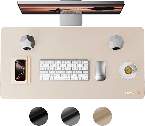 Miniatura 9 de ProtoArc Tapete de escritorio de cuero, alfombrilla grande para mouse, 31.5 x 15.8 pulgadas, protector de escritorio de piel sintética Negro