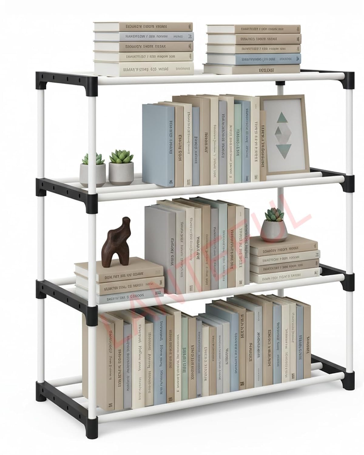 4 Tier Portable Bookshelf, Plastic Book Rack for Study Room, Library and Bedroom, Book Self 4 Layer Book Shelf, Multi use ,Collapsible Wardrobe,Kids Storage Rack Cabinet Children Stand,Clothes Rack-image-7