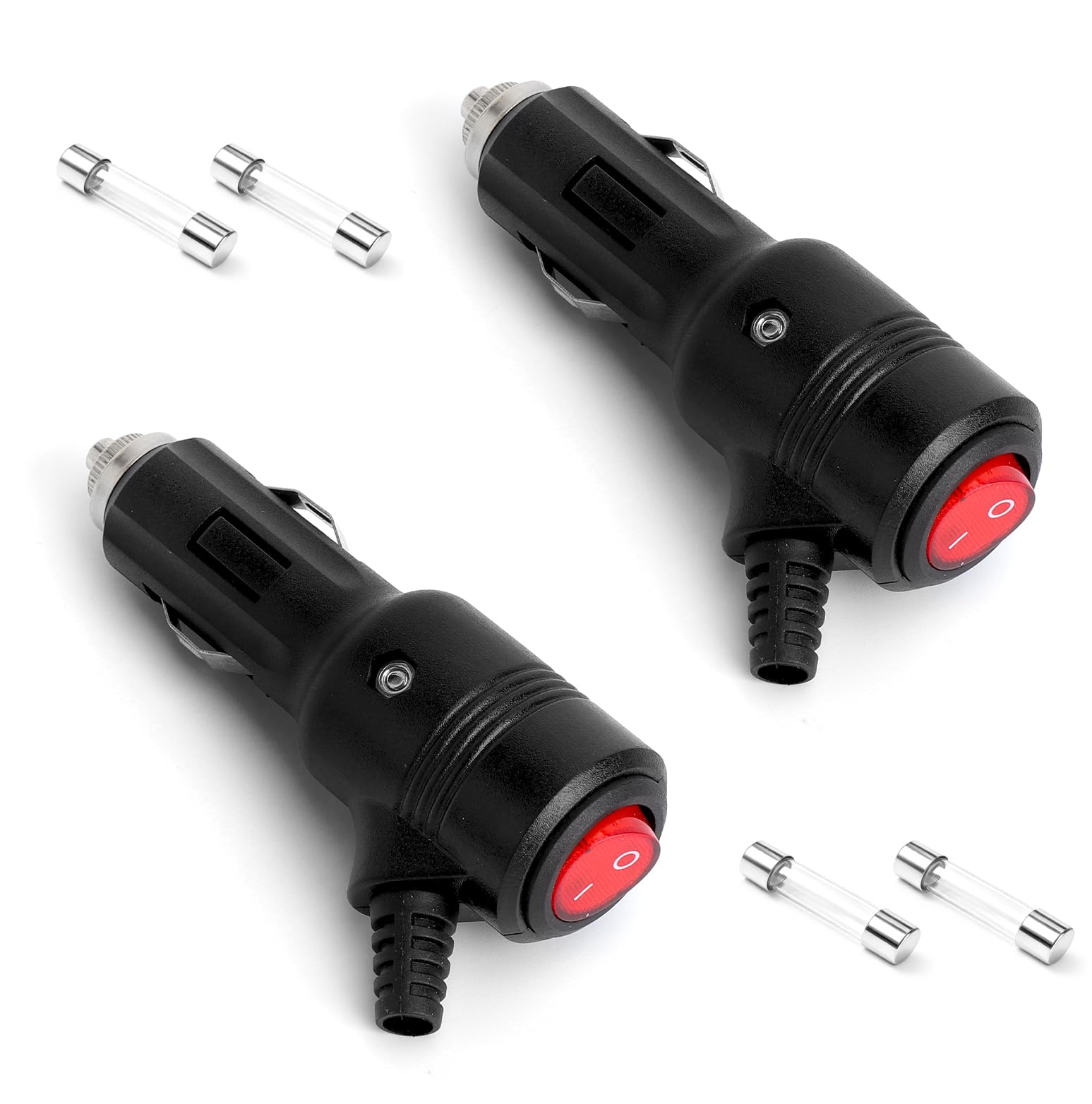 2 Piezas Enchufe De Mechero 12V/24V Toma de Mechero para Coche Adaptador Con Interruptor y Luz LED Conector De Alta Potencia 15A Con Fusibles Toma Para Coche Camión Caravana Moto y Nevera Portátil