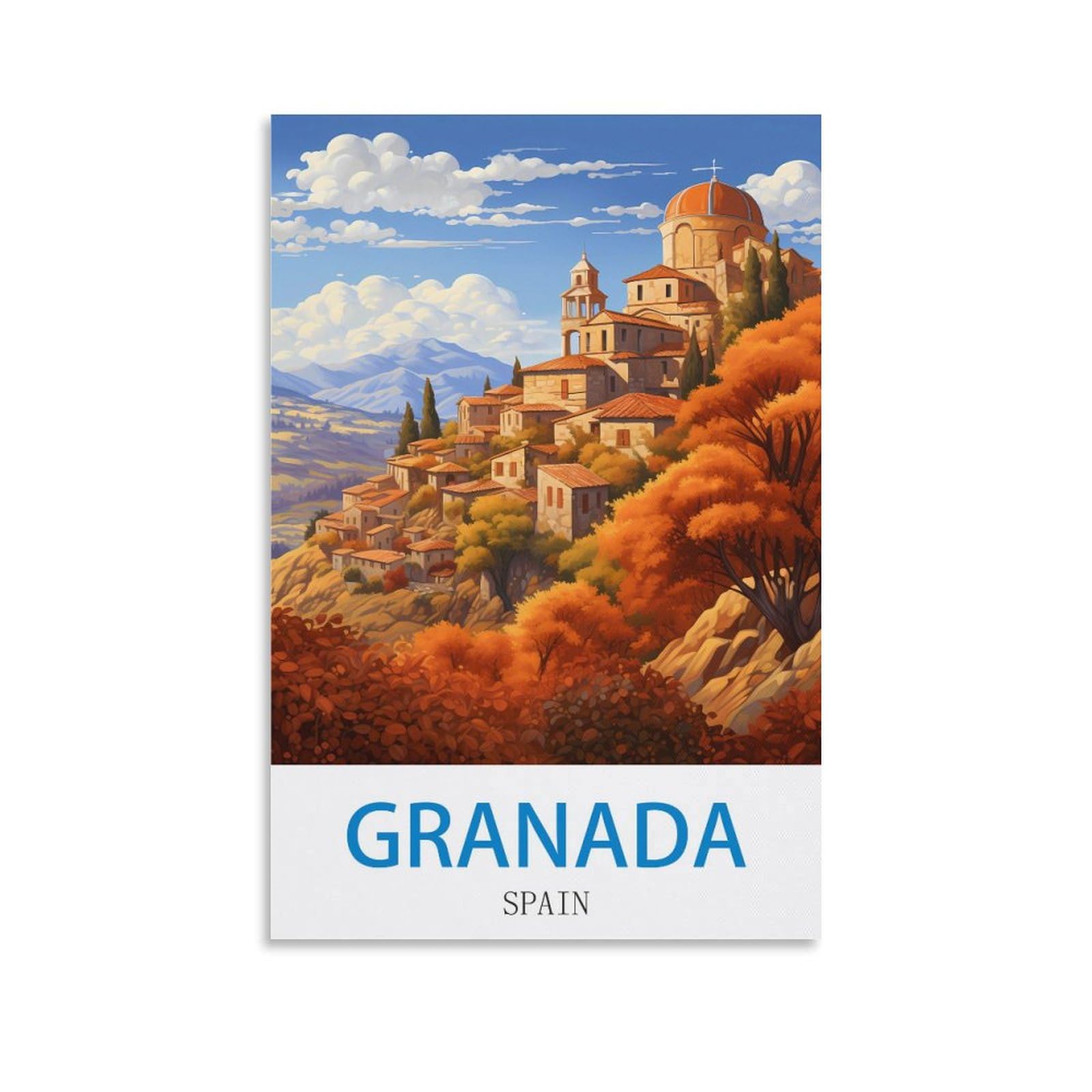 EZMLFA Diamond Art Kits Adults,Granada Spain,5D Dimond Picture, Crystal Gem Art Crafts for Boys Girls, DIY Mosaic Creations Set for Home Decor 50x60cm