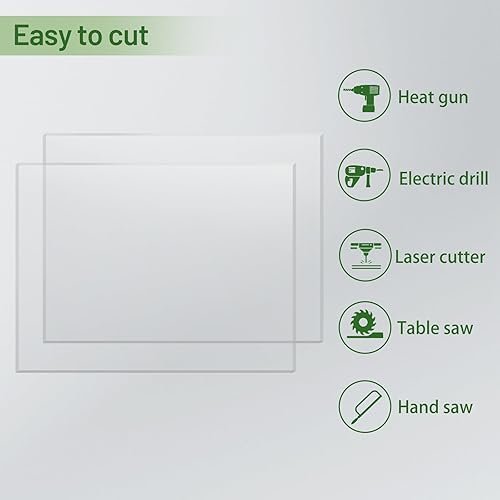 Miniatura 4 de Paquete de 2 hojas acrílicas transparentes de 12 x 16 pulgadas de grosor de 18 pulgadas de grosor, hojas de plexiglás transparente fundido de 0.118