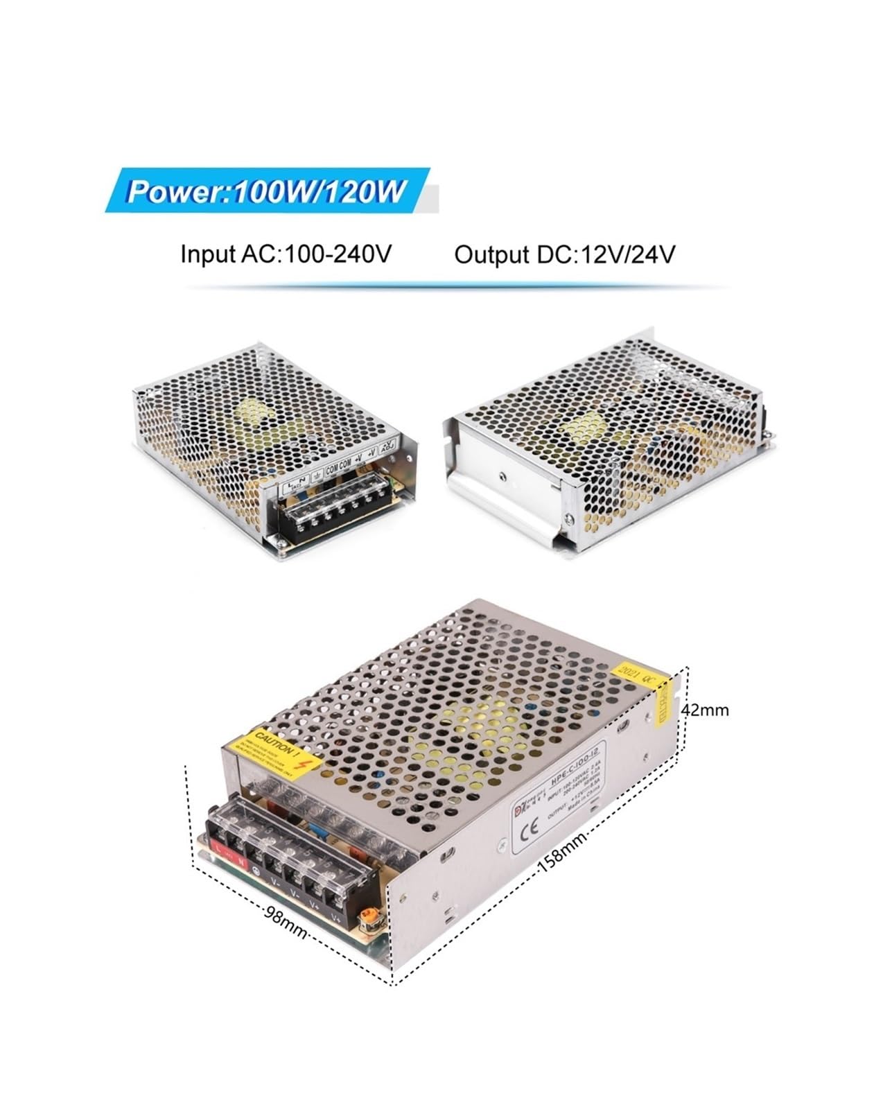 1 x Netzteil 12 V DC, Trafo 1 A, 2 A, 3 A, 5 A, Adapter 6 A, 8,5 A, 10 A, 15 A, Netzteil 20 A, 25 A, LED-Treiber 30 A, 33 A für LED-Streifen (50 W)