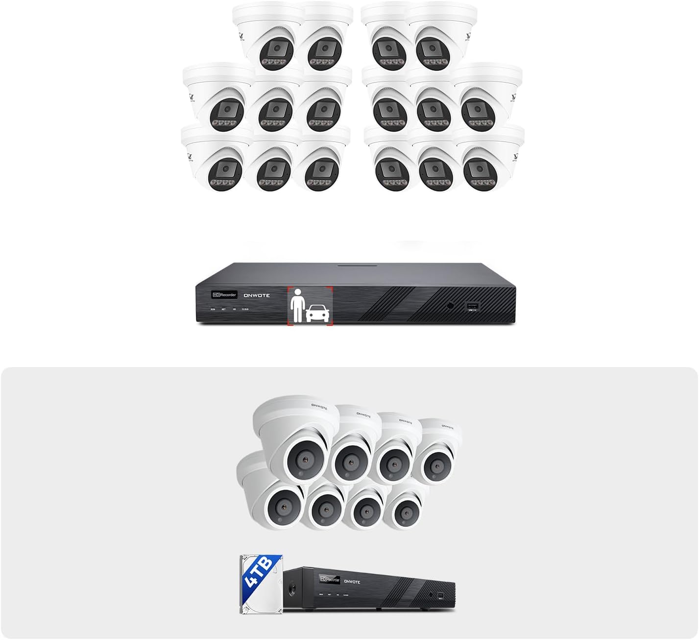 ONWOTE 32 Channel NVR Security Camera System (24) Wired PoE IP Cameras