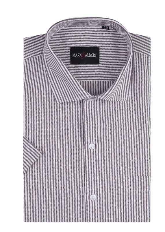 Image of MARK & ALBERT Men's Striped Half Sleeves Regular Fit Shirt | Stretchable Fabric