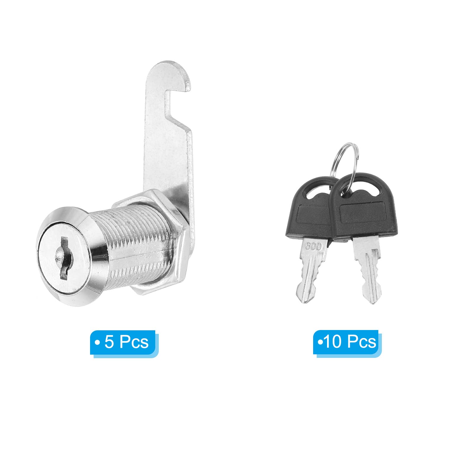 PATIKIL Cabinet Lock with Keys 5 Pcs 1-3/16"(30mm) Cam Locks Zinc Alloy Tool Box Lock Replacement Keyed Alike for Drawer Cupboard Household Mailbox RV Door Lock - Image 3