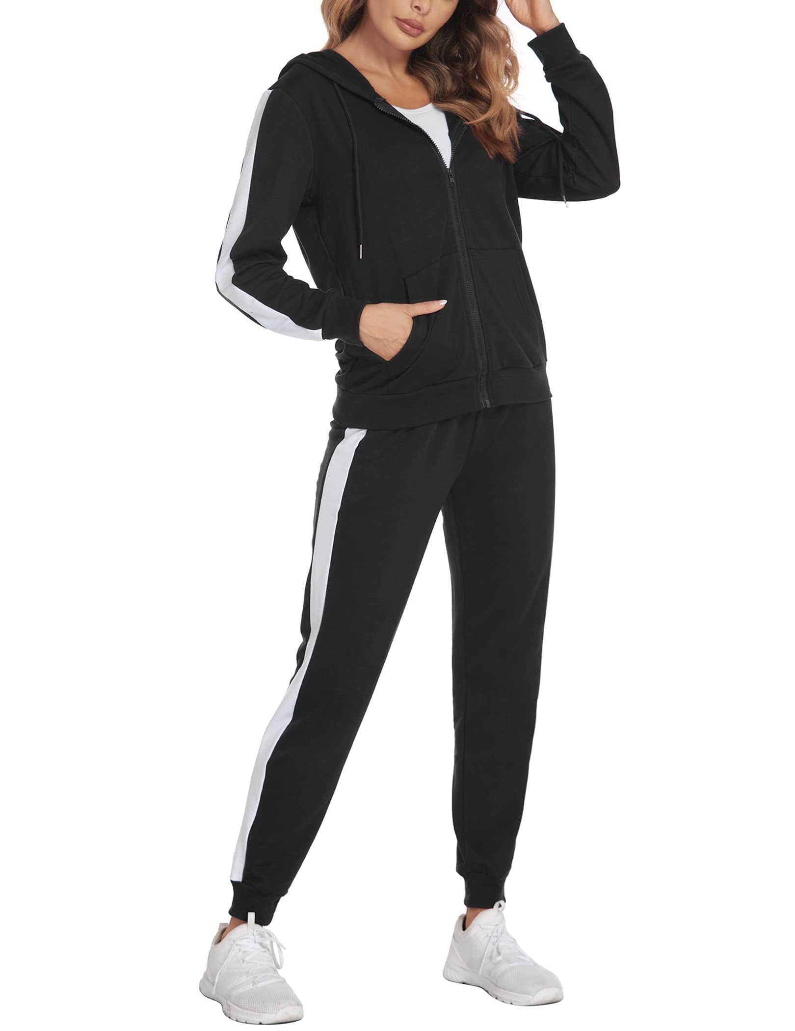 Parabler Tuta Donna Ginnastica Sportiva Jogging Giacca Pantaloni Autunno | Giacca e pantaloni, completo da casa, con tasche, Inverno, Primavera