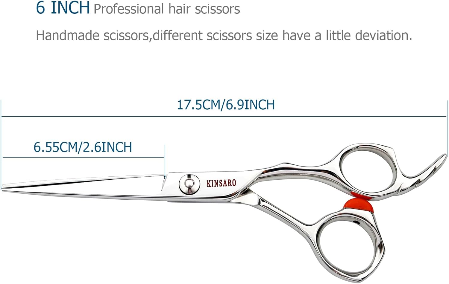 Hair Cutting Scissors 6 inch Professional Hair Cutting shears Barber Scissors Shears Sharp Japan 440c Stainless Steel Orange Stop Block for Hairdresser Barber or Home Use KINSARO
