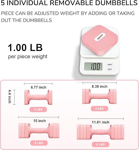 Miniatura 2 de Juego de mancuernas ajustables de 16 libras y 20 libras, juego de mancuernas para mujeres y hombres, pesas de mano, par de mancuernas para