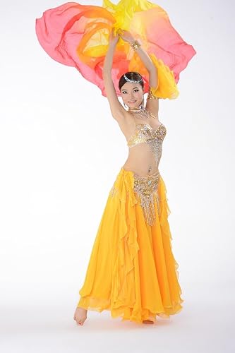 Miniatura 5 de Velos de danza del vientre de seda 100% y bufanda color degradado 98.4 * 43.3 pulgadas