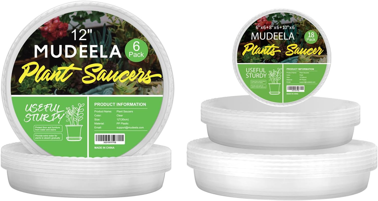 MUDEELA 12" Plant Saucers 6 Pack and 6" 8" 10" Plant