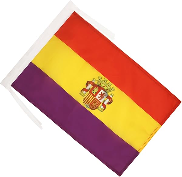 AZ FLAG Bandera ESPAÑA Republicana con Escudo 45x30cm - BANDERINA DE LA Republica ESPAÑOLA 30 x 45 cm cordeles - 2