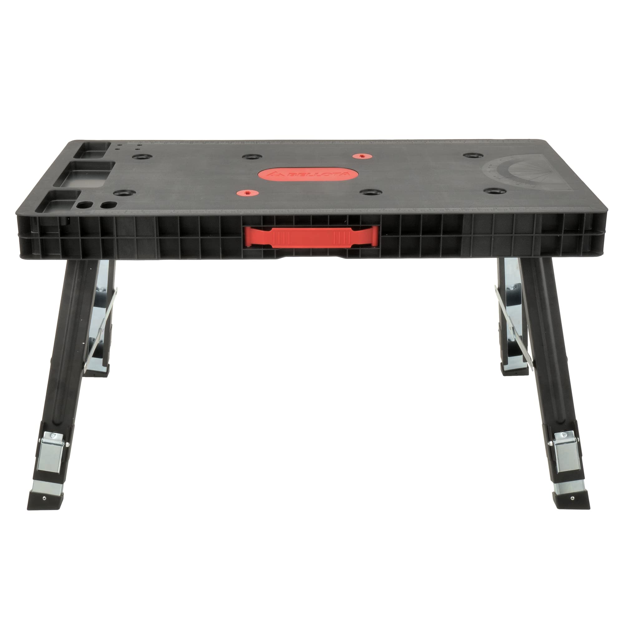 Bellota FWB01 - Banco de trabajo plegable y regulable en 3 alturas (520 mm, 660 mm y 800 mm), carga máxima de 450 Kg, Negro, rojo