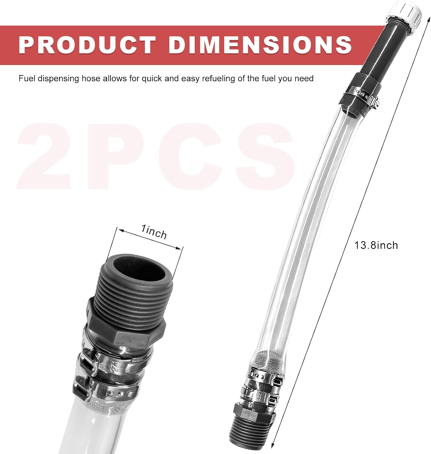 Sun Walker 2PCS Fuel Filler Jug Hose, Clear Racing Fuel Jug Hose Quick Fill Spout for 3/5/5.5 Gallon Gas Can, Leak-Proof Oil Filler Hoses Gas Tank Nozzle for Car ATV Dirt Bike thumbnail