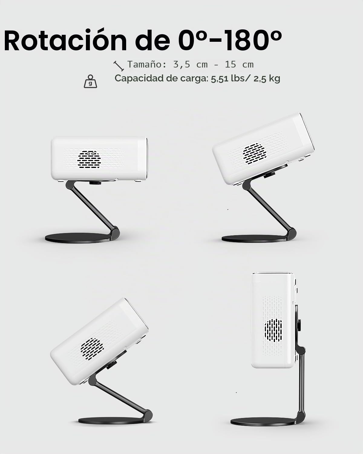 Aurzen Soporte plegable para proyector, ultracompacto con fácil configuración, rotación de 180°, compatible con TMY, HAPPRUN, Yaber, Epson y la mayoría de proyectores (tornillo de ¼ de pulgada, solo