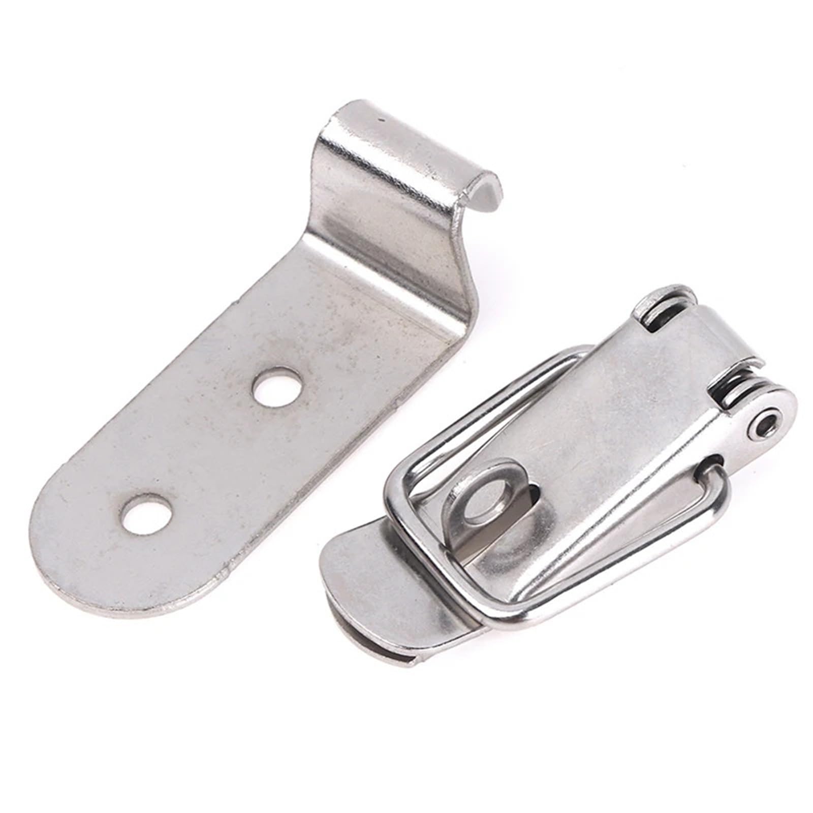 Zihdke Silver 2 4 Pcs Duck-Mouth Buckle Hook Lock Iron Spring Loaded Draw Toggle Latch Clamp Clip Silver Hasp Catch Clasp For Toolbox(Silver 2)
