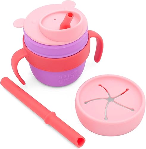 Miniatura 13 de Easy Learn - Juego de bebidas y aperitivos – Juego de tazas y aperitivos de silicona para bebés + niños pequeños, taza de entrenamiento para popote