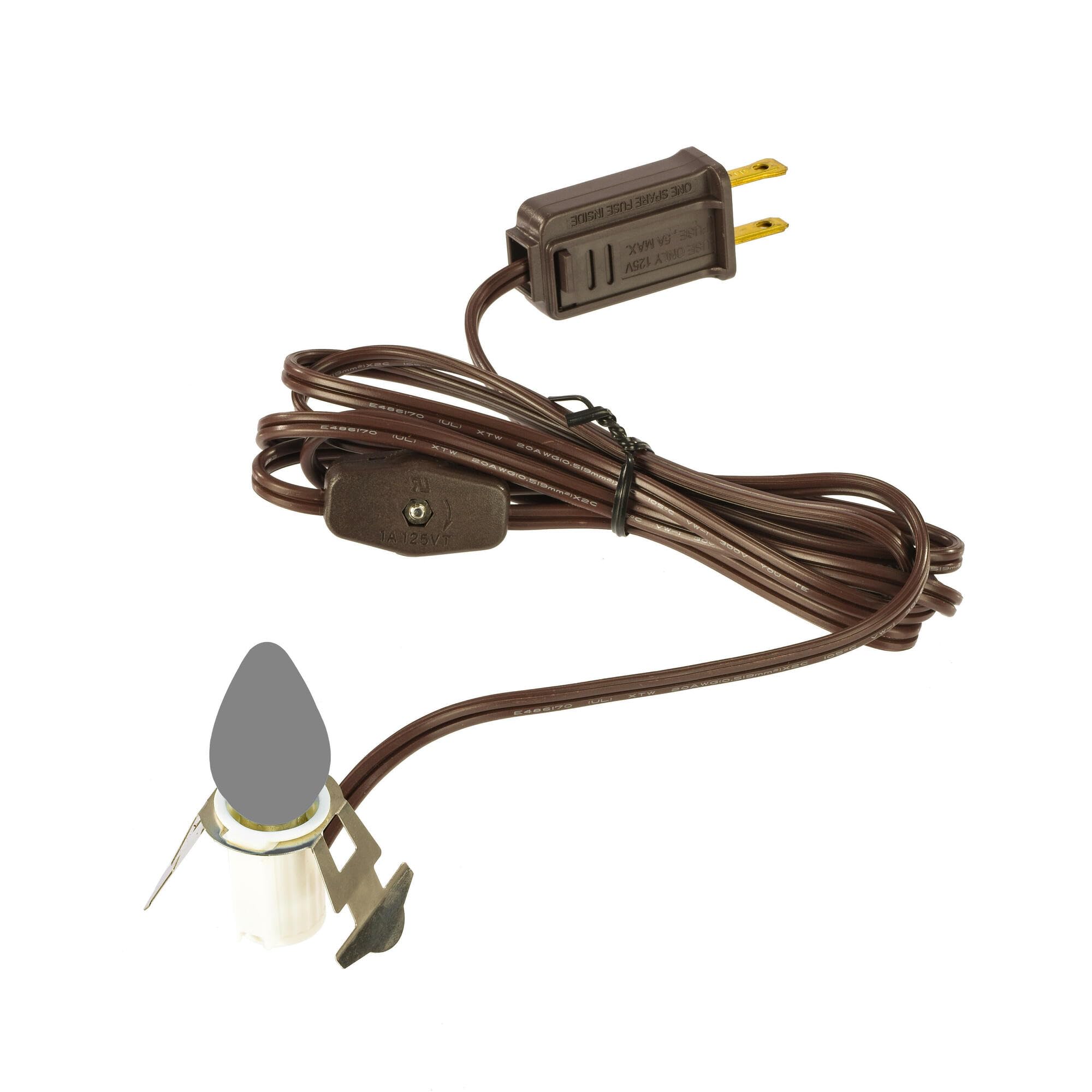 Vickerman 6' Switched Pinch Clip C7 Socket XTW 20 Gauge Brown Wire, 2 Pack