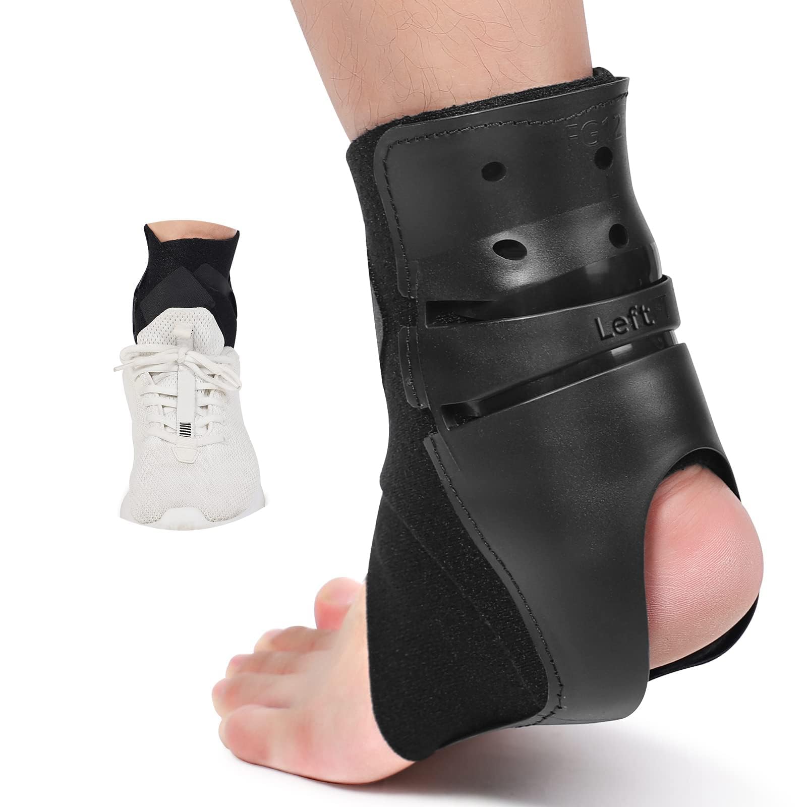 NALACALMen's & Women's Ankle Brace with Side Stabilizers - Ideal for Sports Injury, Sprain Recovery, Arthritis & Achilles Tendon Support, Pain Relief - Left Foot, Medium Size