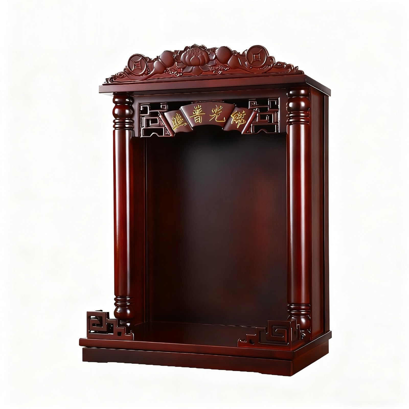 JNTFNE Household Wood Wall Cabinet，Buddha shelf,Statue Stand Niche，Wall-Mounted Shrine Altar Table ，for God Shelf for Wealth God, Guanyin Pooja and incense burner(C,60CM/23.6IN)