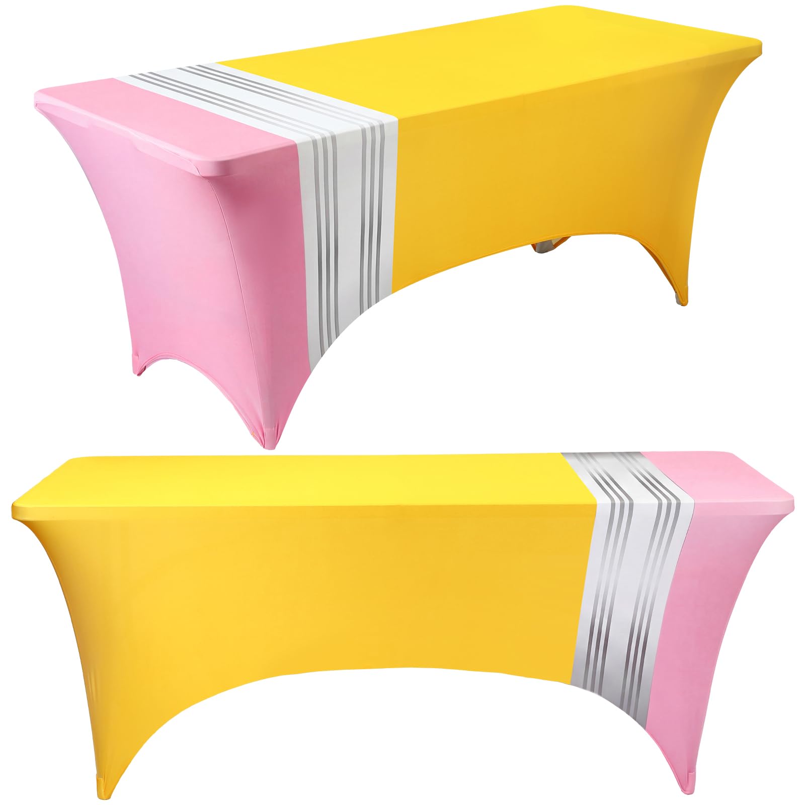Moukeren Back to School Party Tablecloth 6 Feet Pencil Spandex Tablecloth
