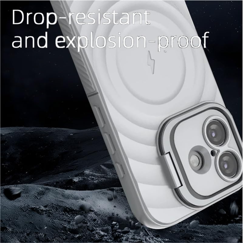 Image of LuxuryKase Shockproof Case for iPhone 17 | Ripple Pattern | Camera Protection | Inner Velvet Fabric Lining | Protective Cover with Enhanced Grip & Wireless Charging Support - Grey
